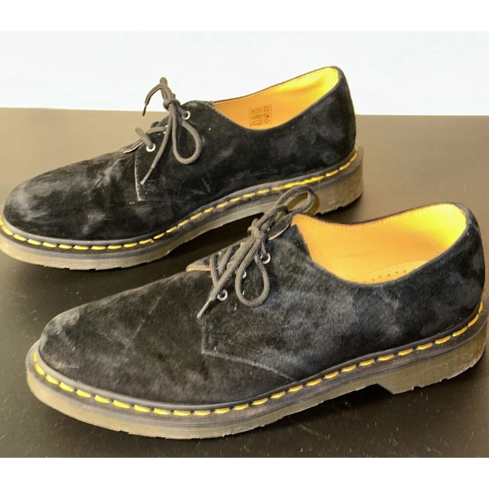 UK10 Men’s Dr Martens Black Suede 3 Eye Derby Lace Up Dress Shoes US 11